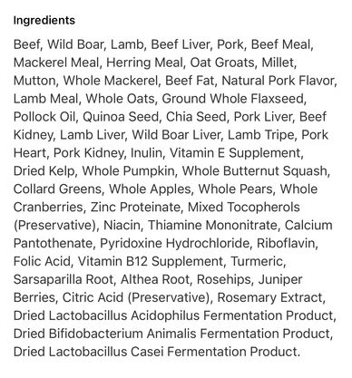 Orijen dog food ingredients clearance list